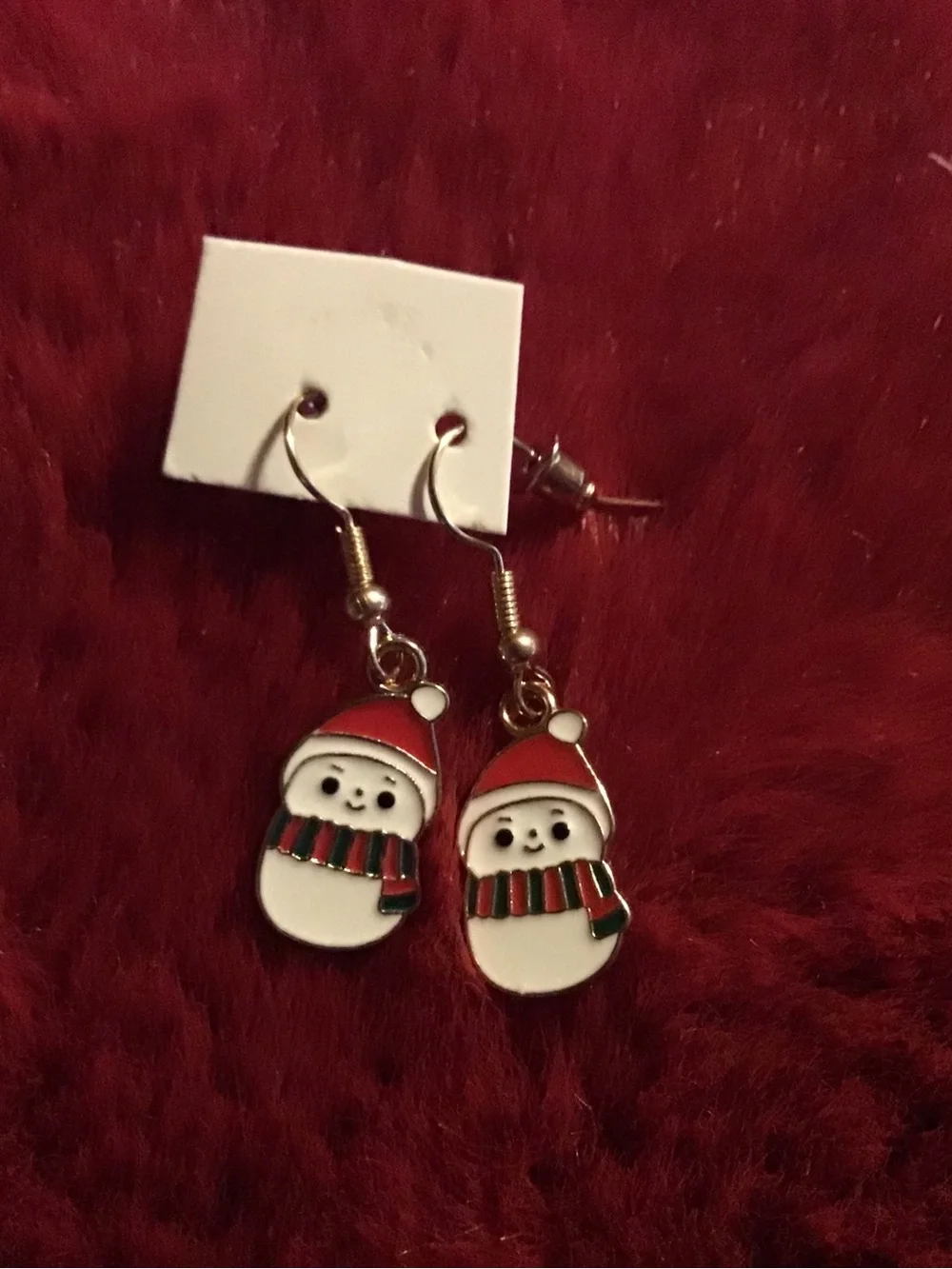 Festive Red Snowman Dangle Earrings